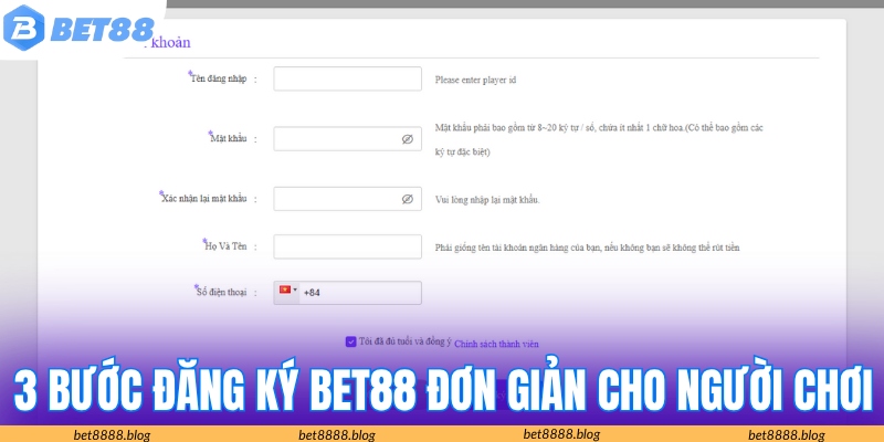 3 bước đăng ký Bet88 kích hoạt tài khoản thành công